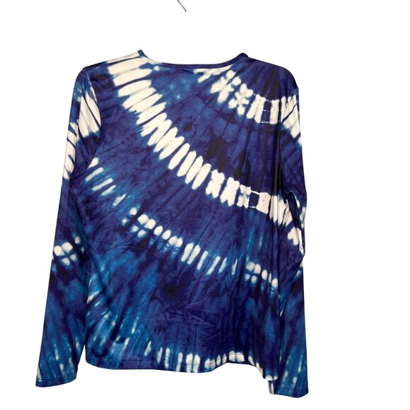 Lands End Women's Rash Guard Beach Cover Up Shirt Tie-Dye Long Sleeve Size M - Picture 2 of 6